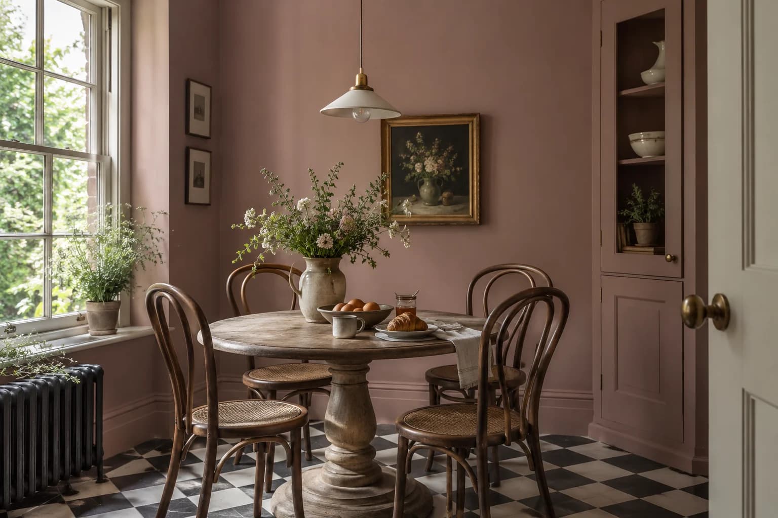 Dining room featuring Sulking Room Pink paint