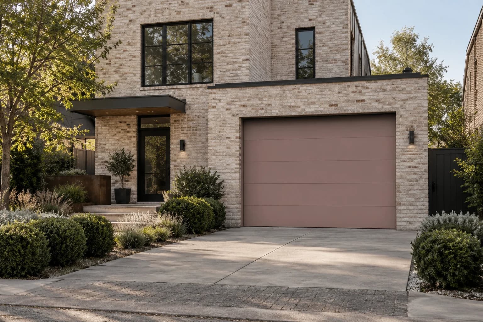 Garage door featuring Sulking Room Pink paint