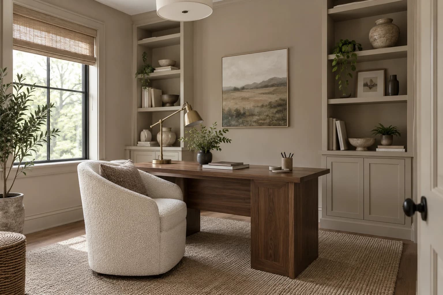 Home office featuring Perfect Taupe paint
