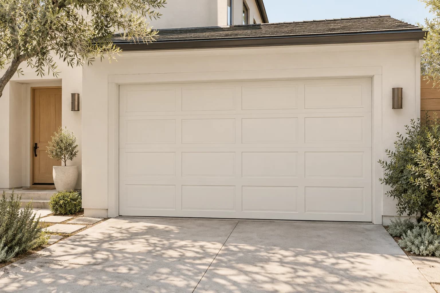 Garage door featuring Gypsum paint