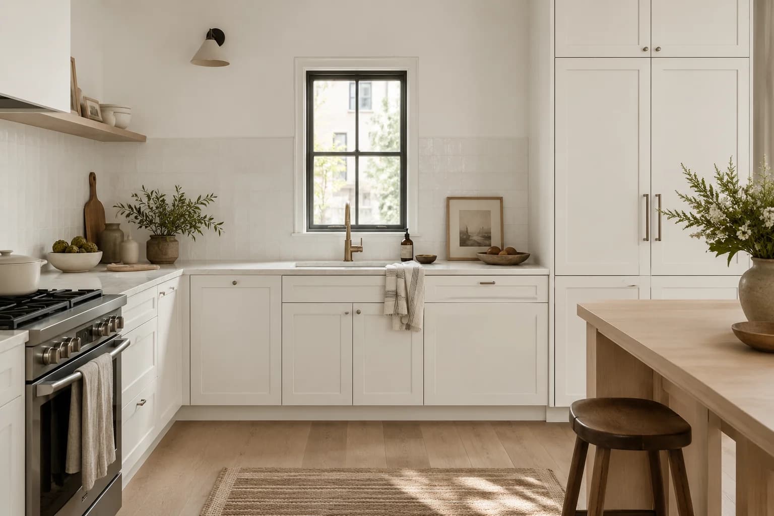 Kitchen cabinets featuring Gypsum paint