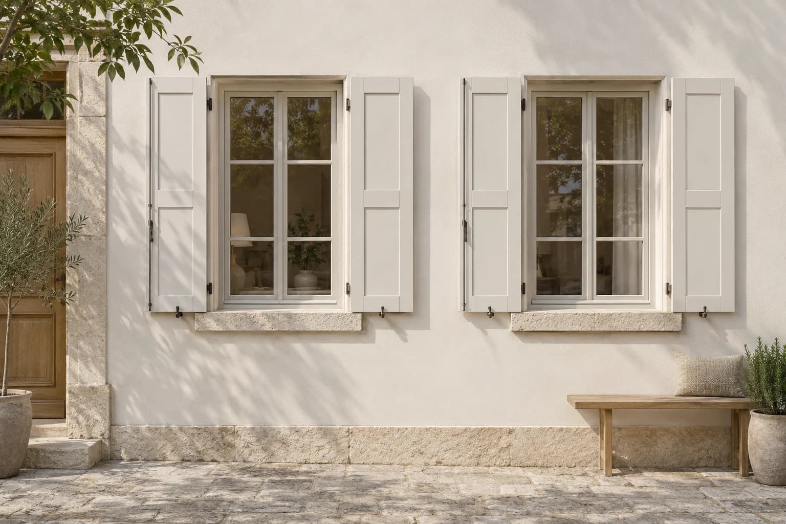 Shutters & trim featuring Gypsum paint