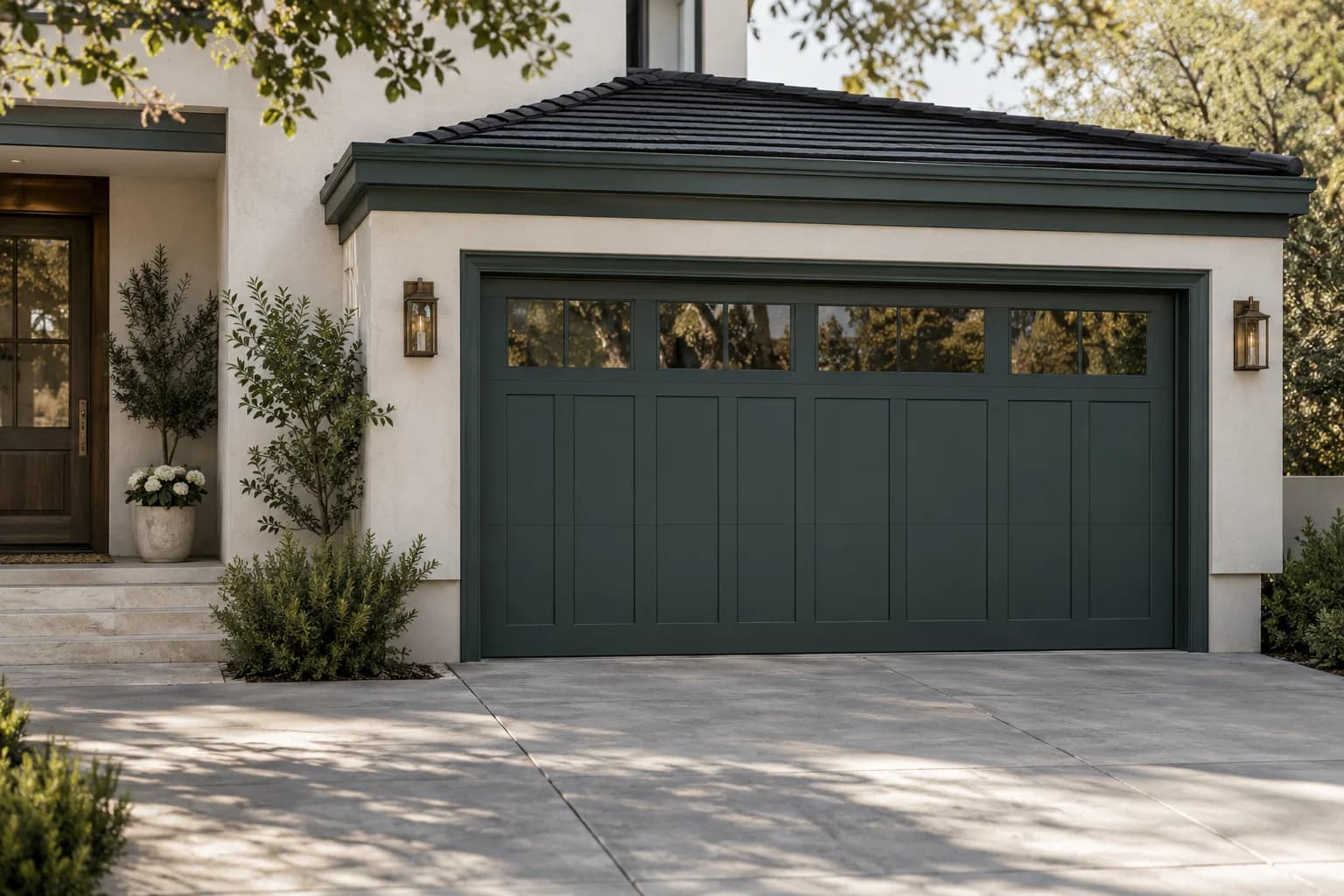 Garage door featuring Night Watch paint