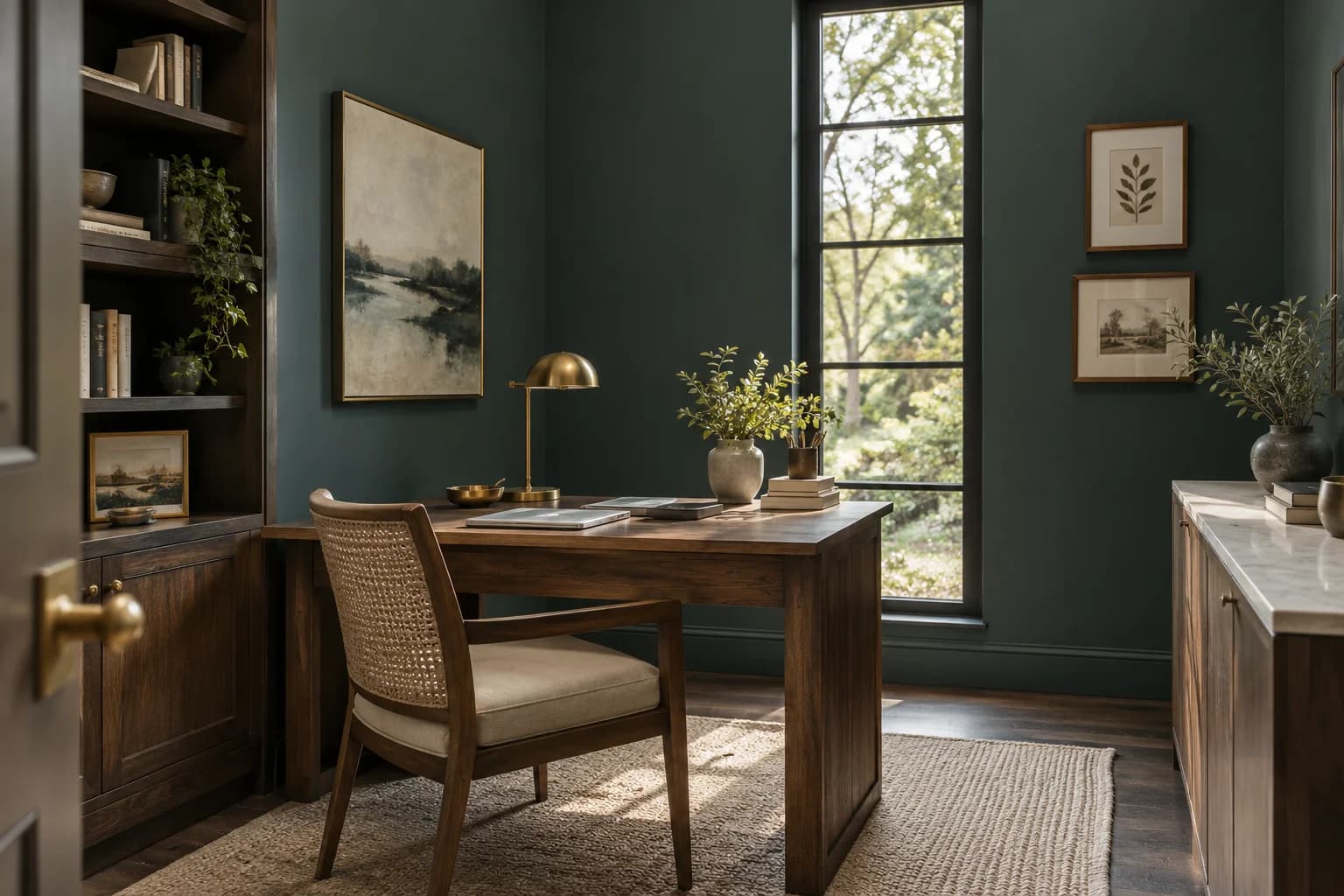 Home office featuring Night Watch paint
