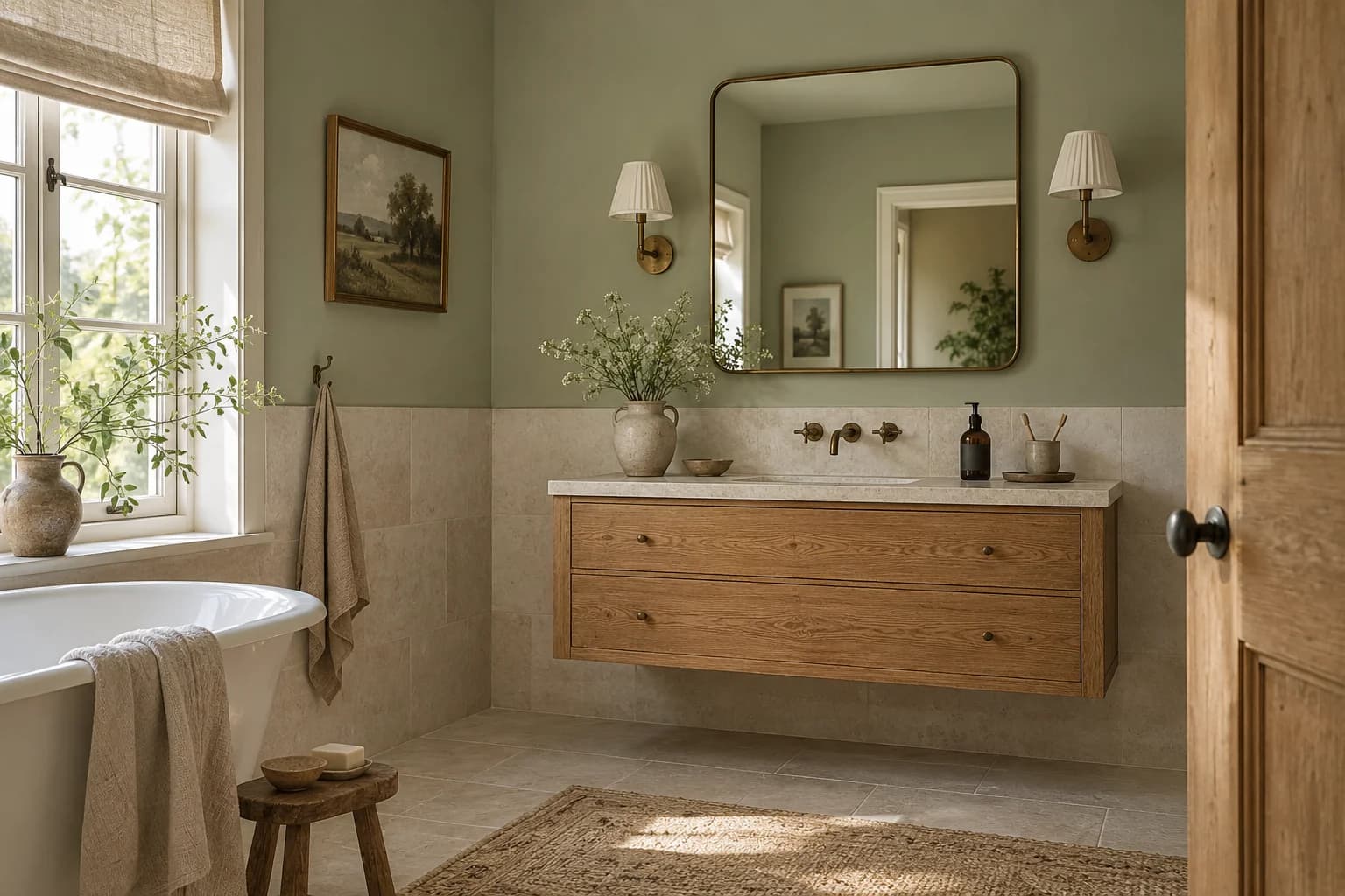 Bathroom featuring Olive Sprig paint