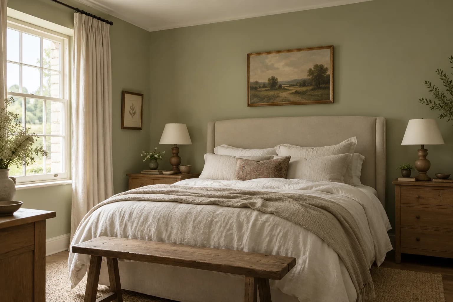 Bedroom featuring Olive Sprig paint