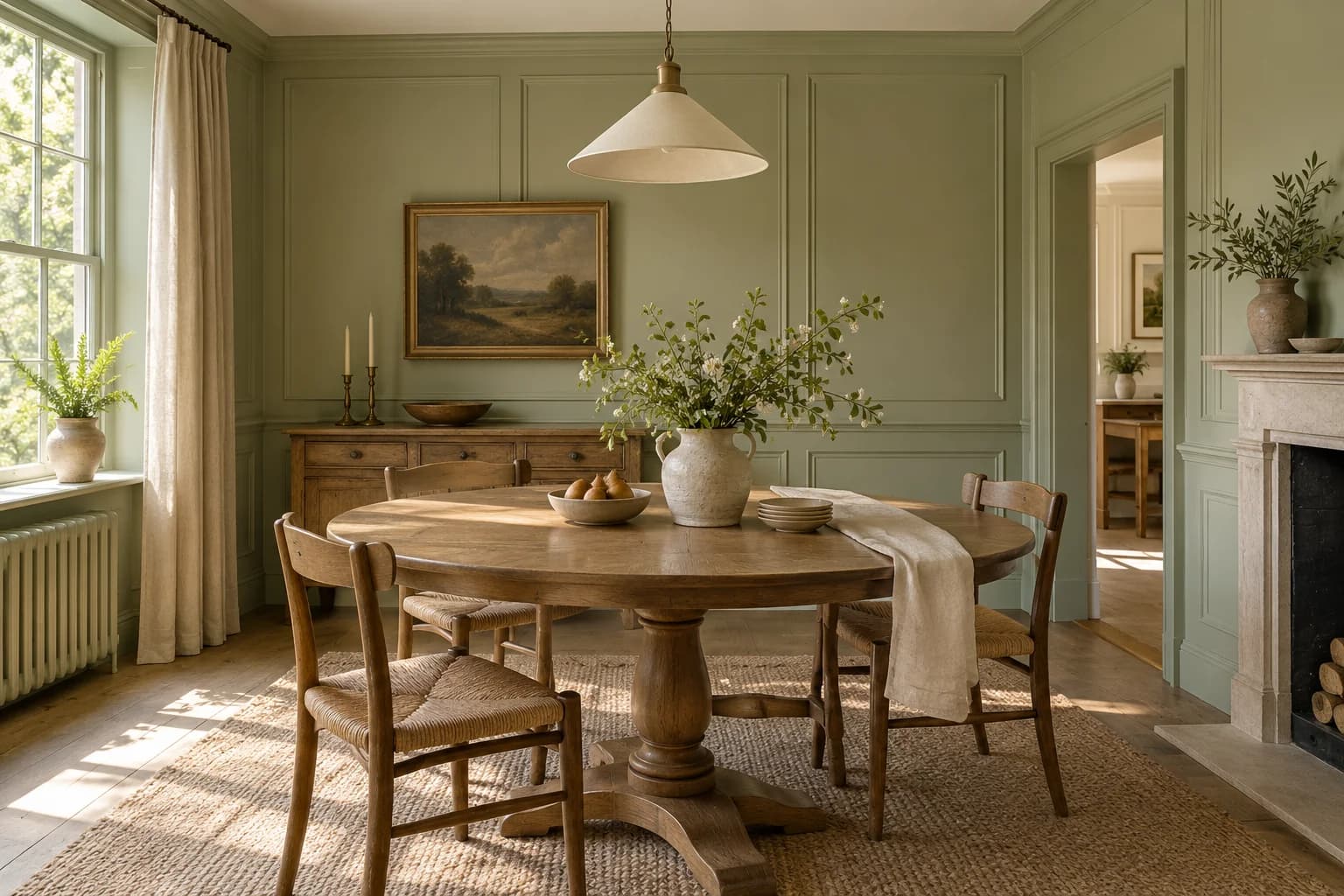 Dining room featuring Olive Sprig paint