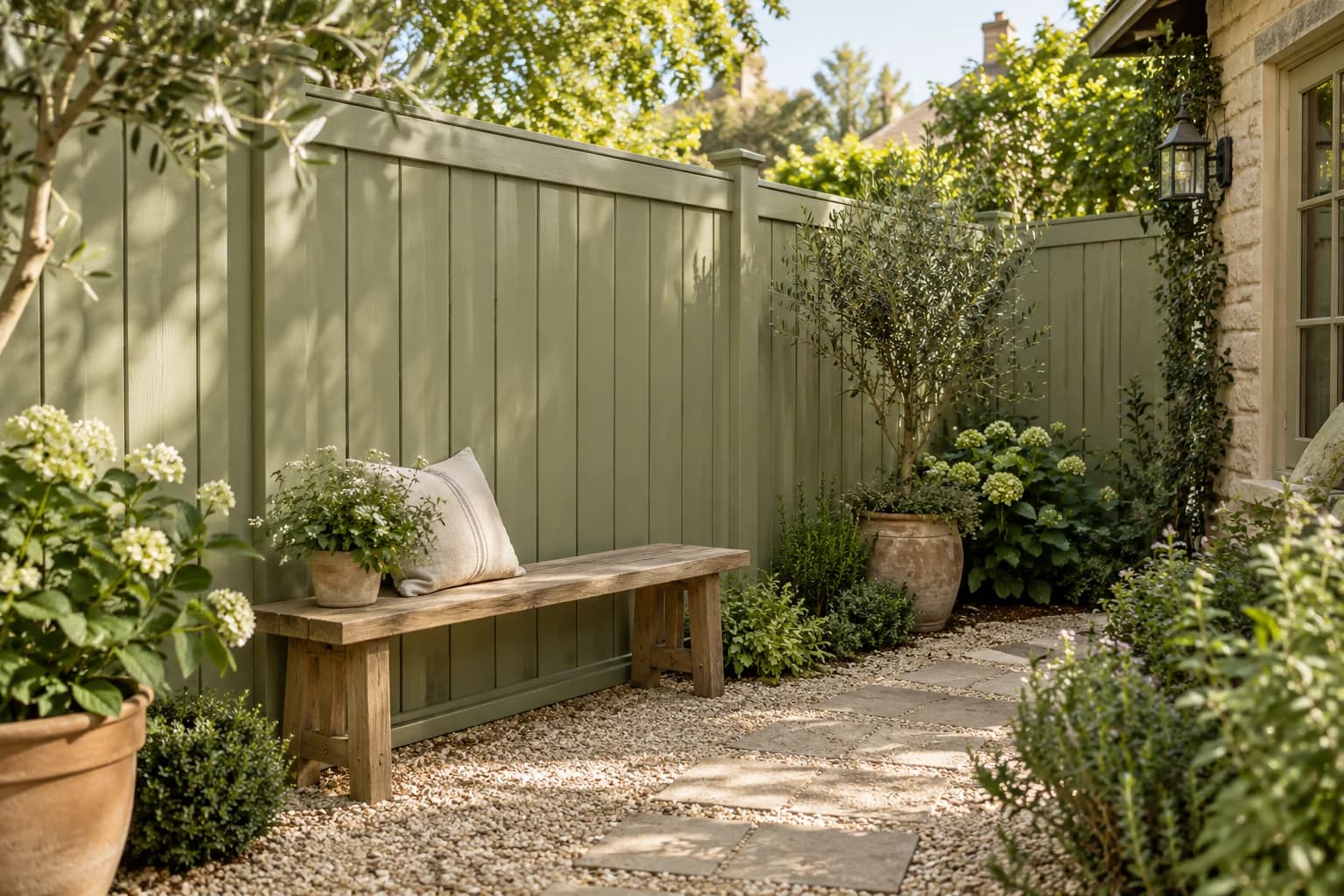 Fences & garden structures featuring Olive Sprig paint