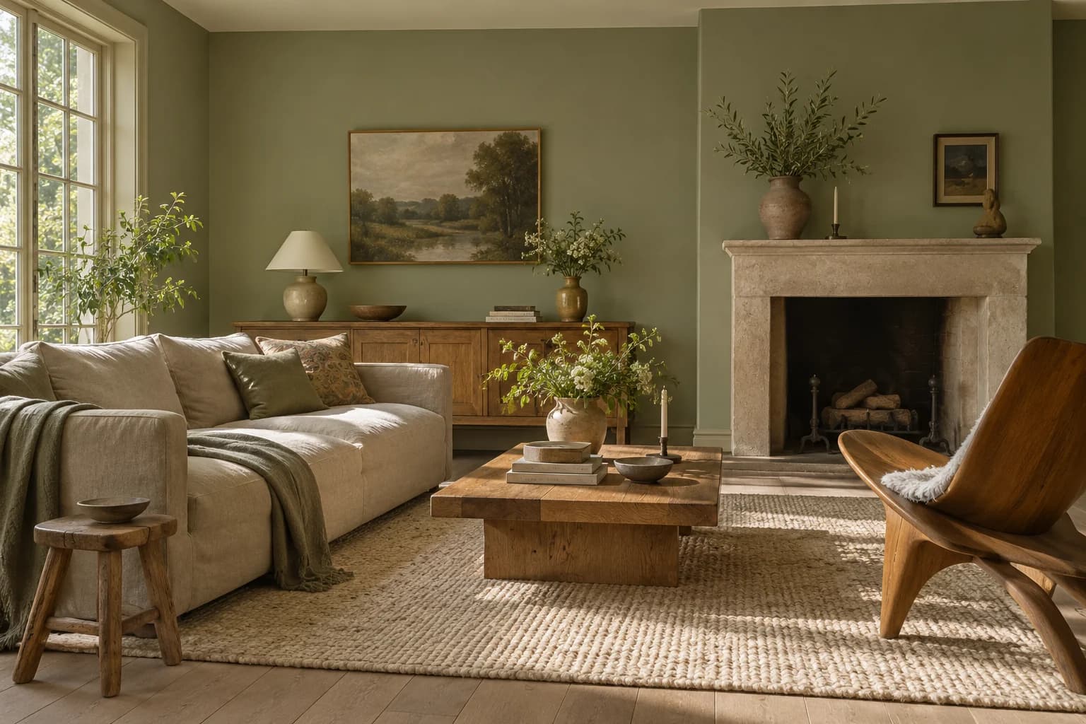 Living room featuring Olive Sprig paint