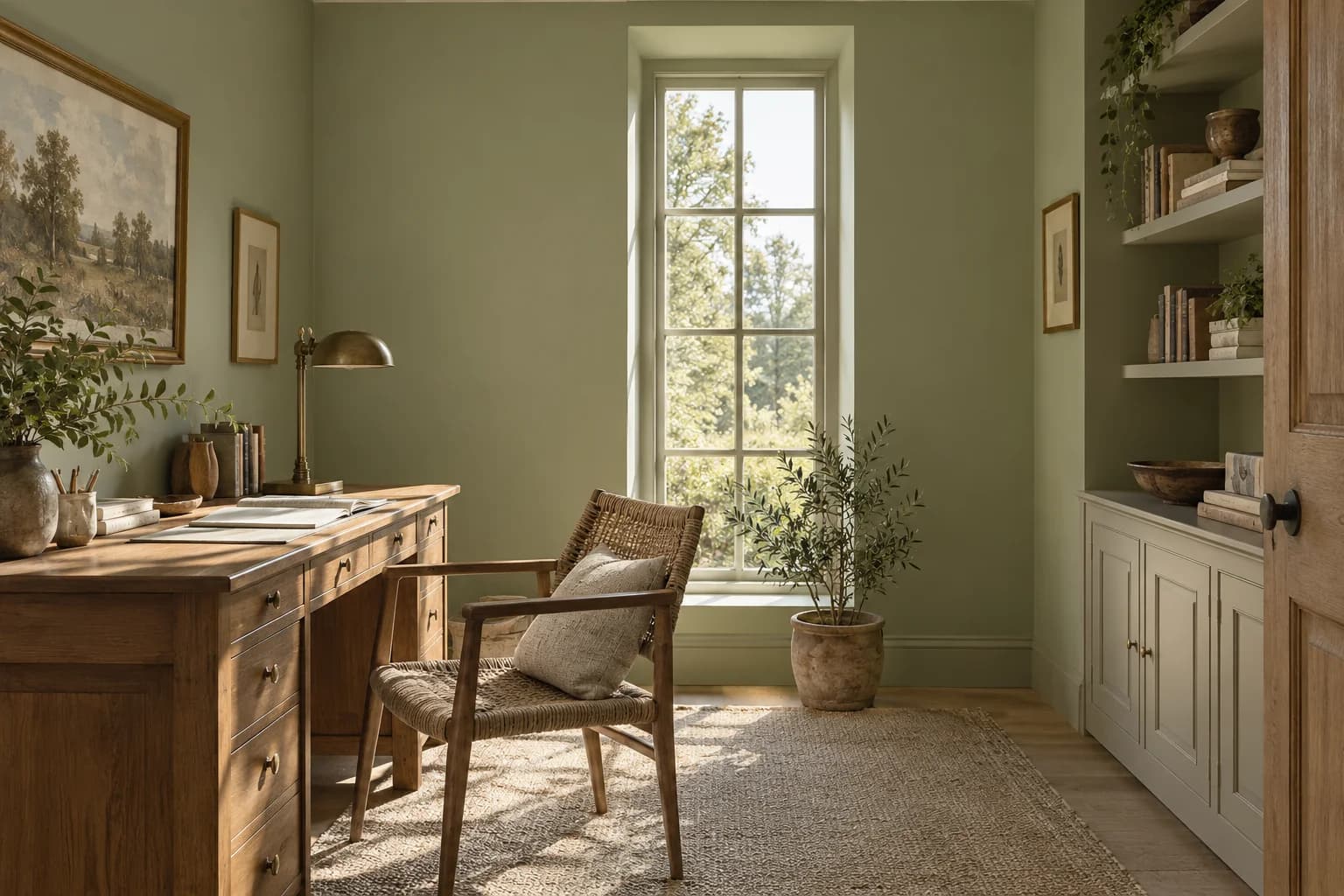 Home office featuring Olive Sprig paint