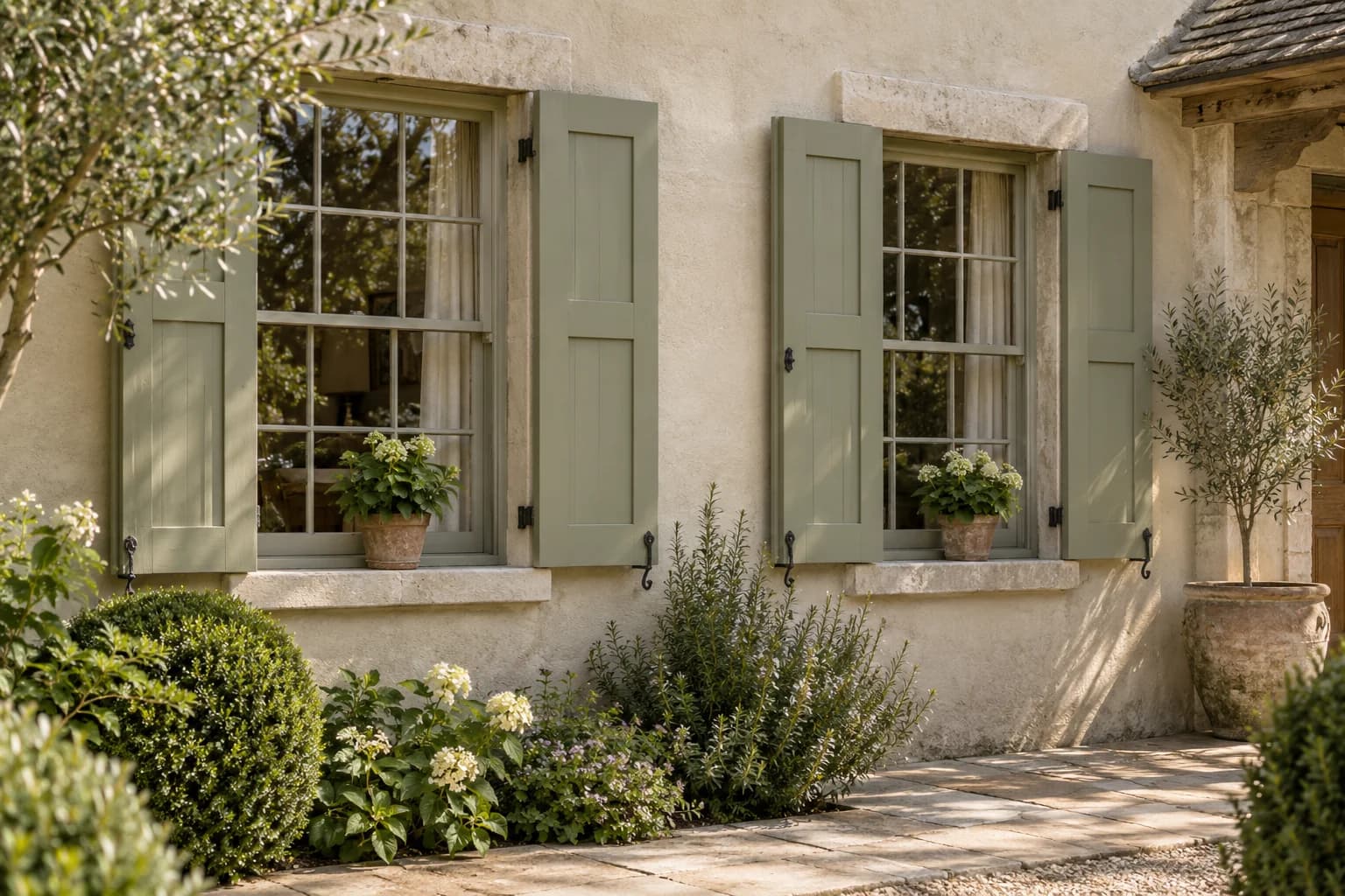 Shutters & trim featuring Olive Sprig paint