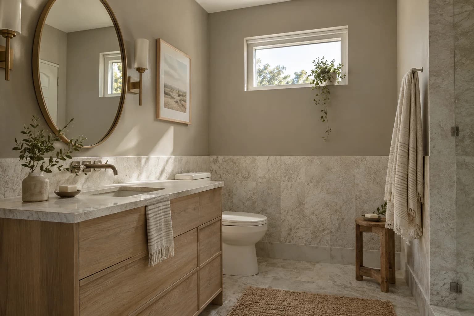 Bathroom featuring Stonehenge Greige paint