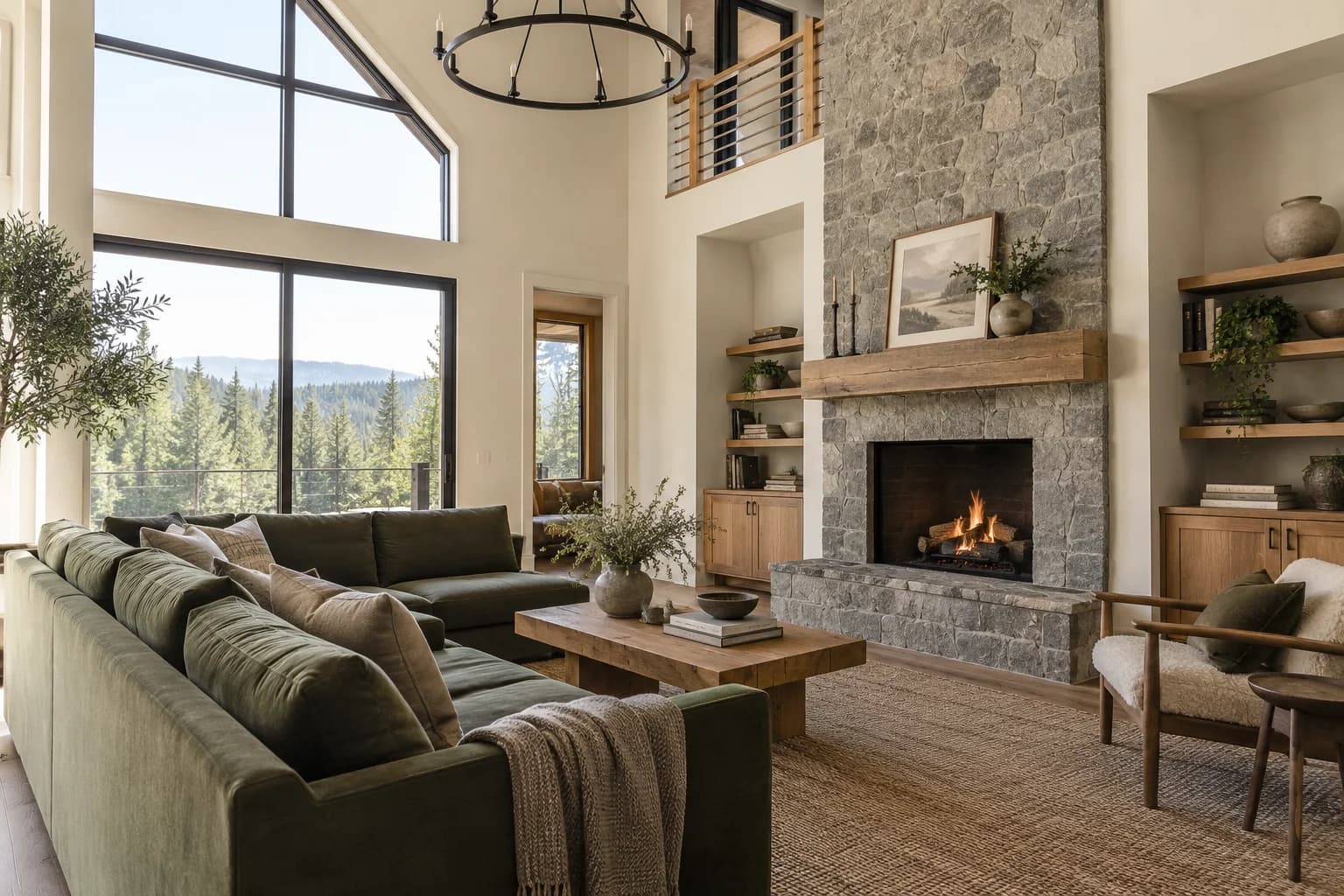 Creamy walls in a Scandinavian cabin living room