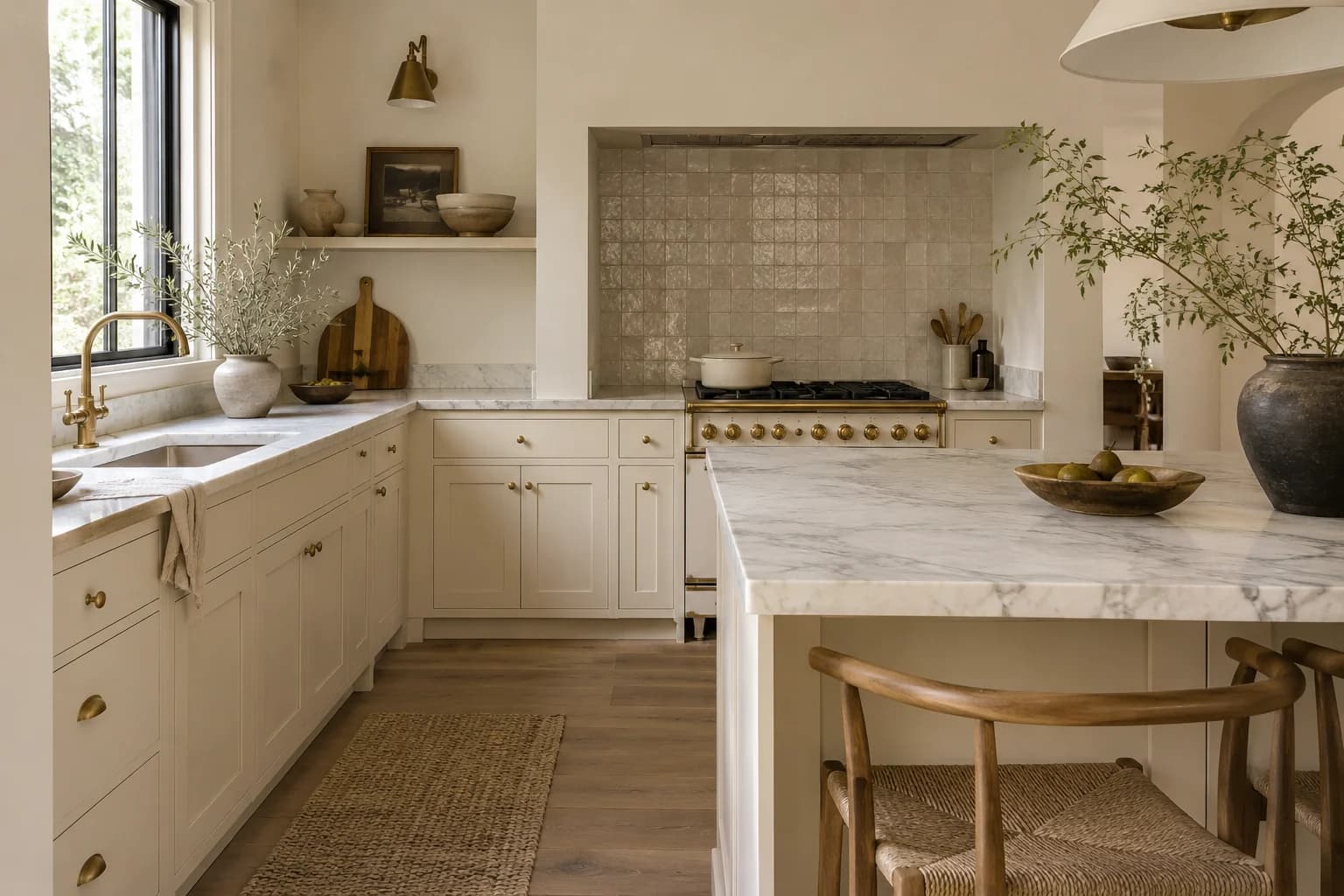 Kitchen cabinets featuring Creamy paint