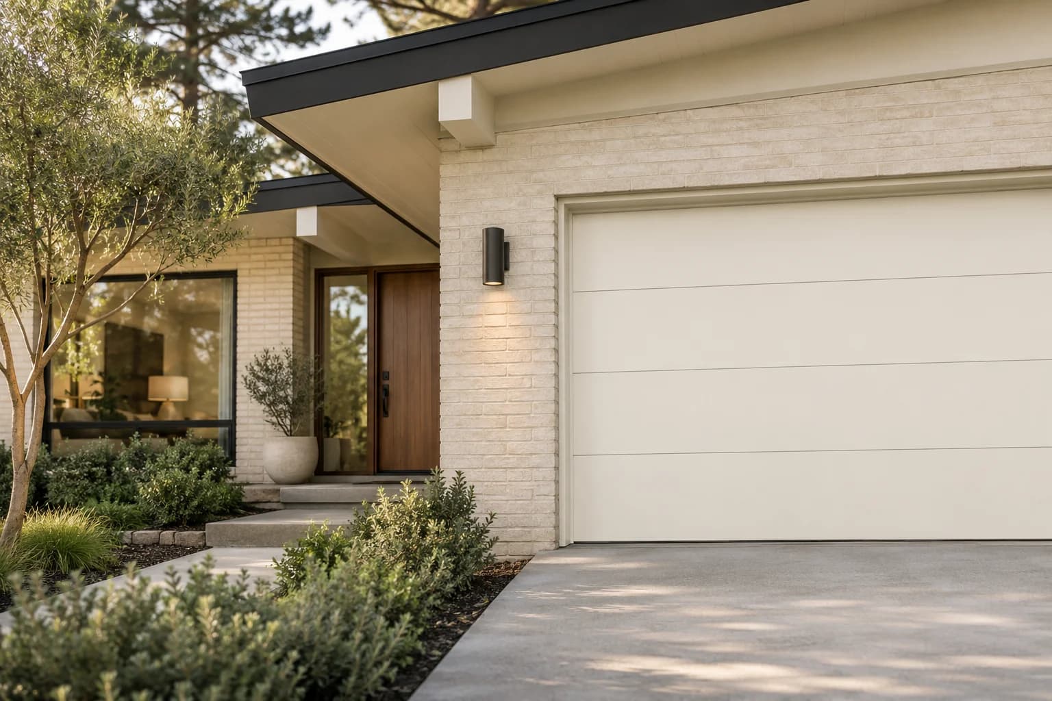 Garage door featuring Greek Villa paint