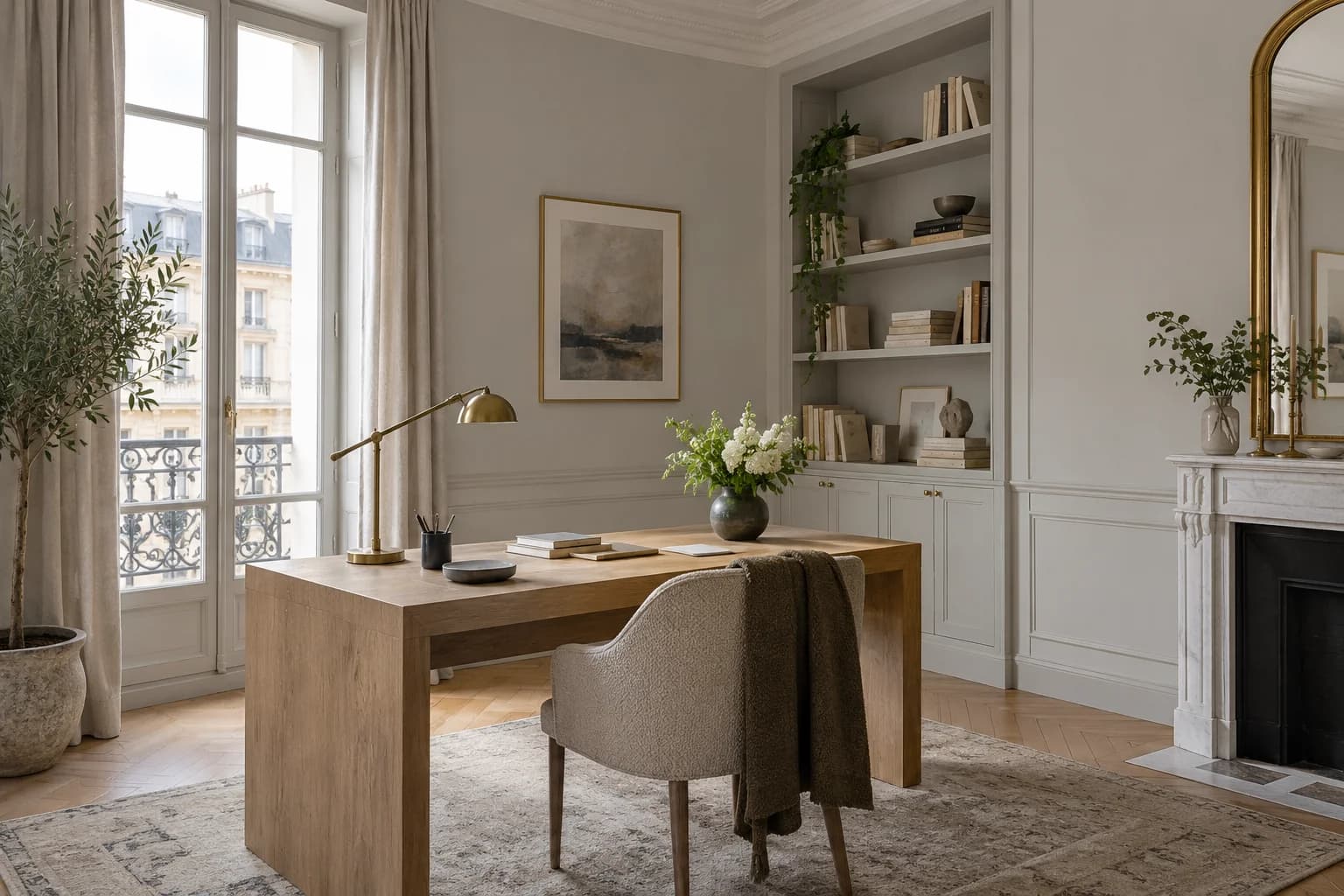 Home office featuring Light French Gray paint