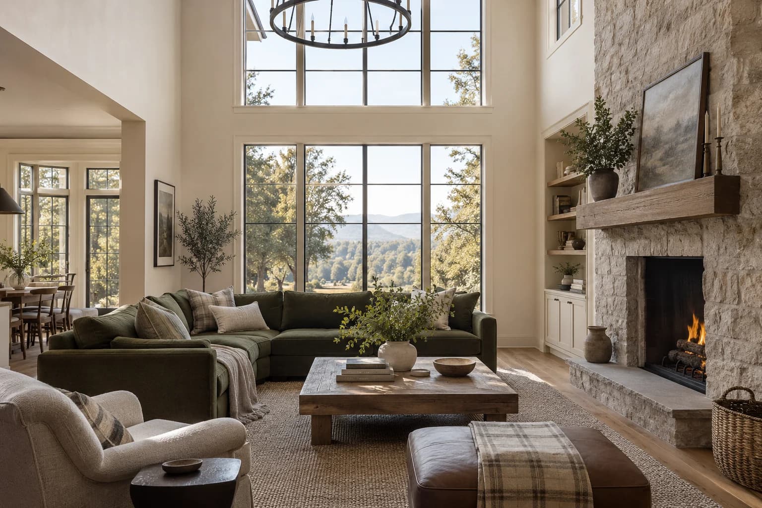 Natural Linen walls in a Shaker living room