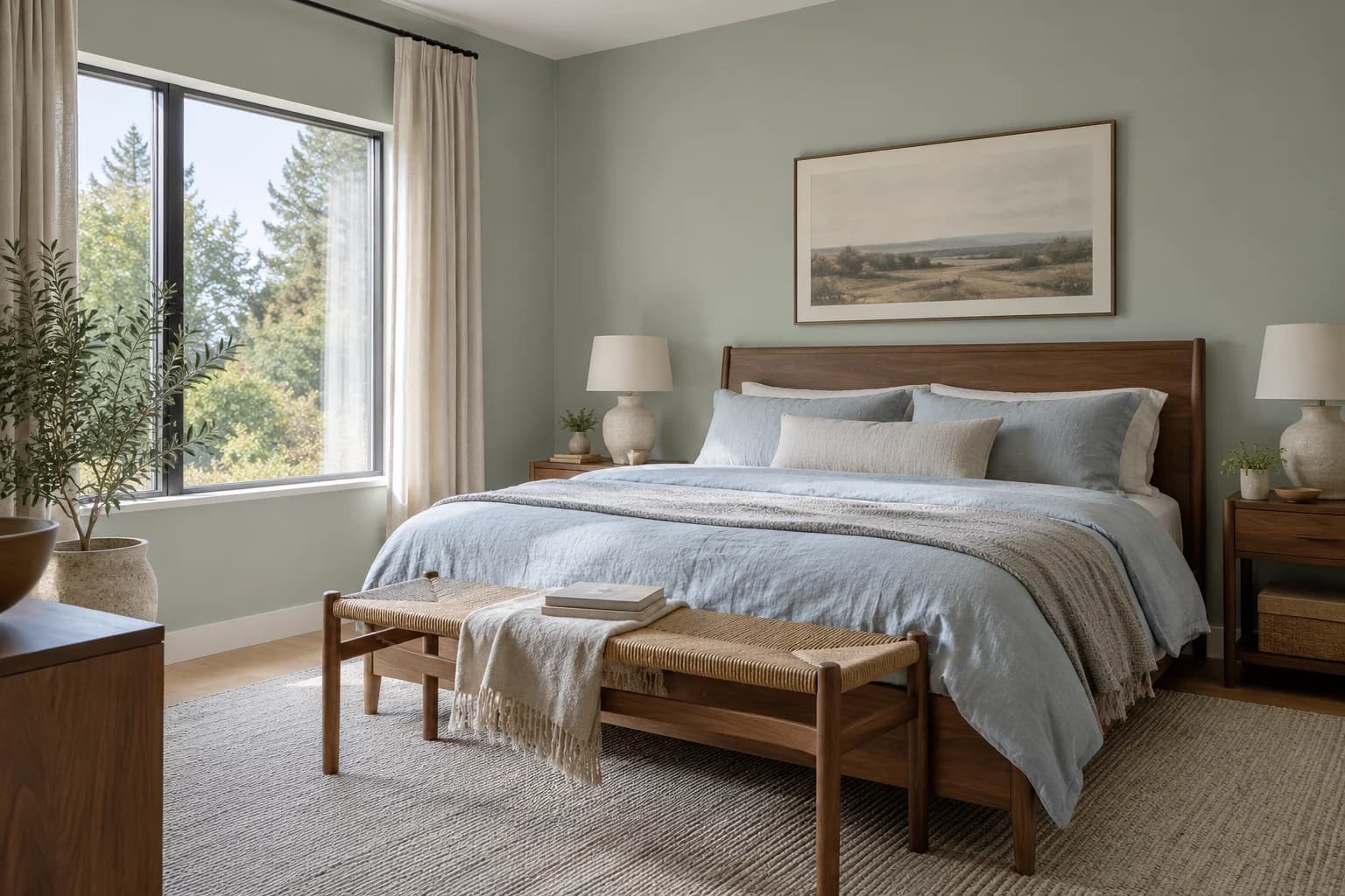 Bedroom featuring Oyster Bay paint