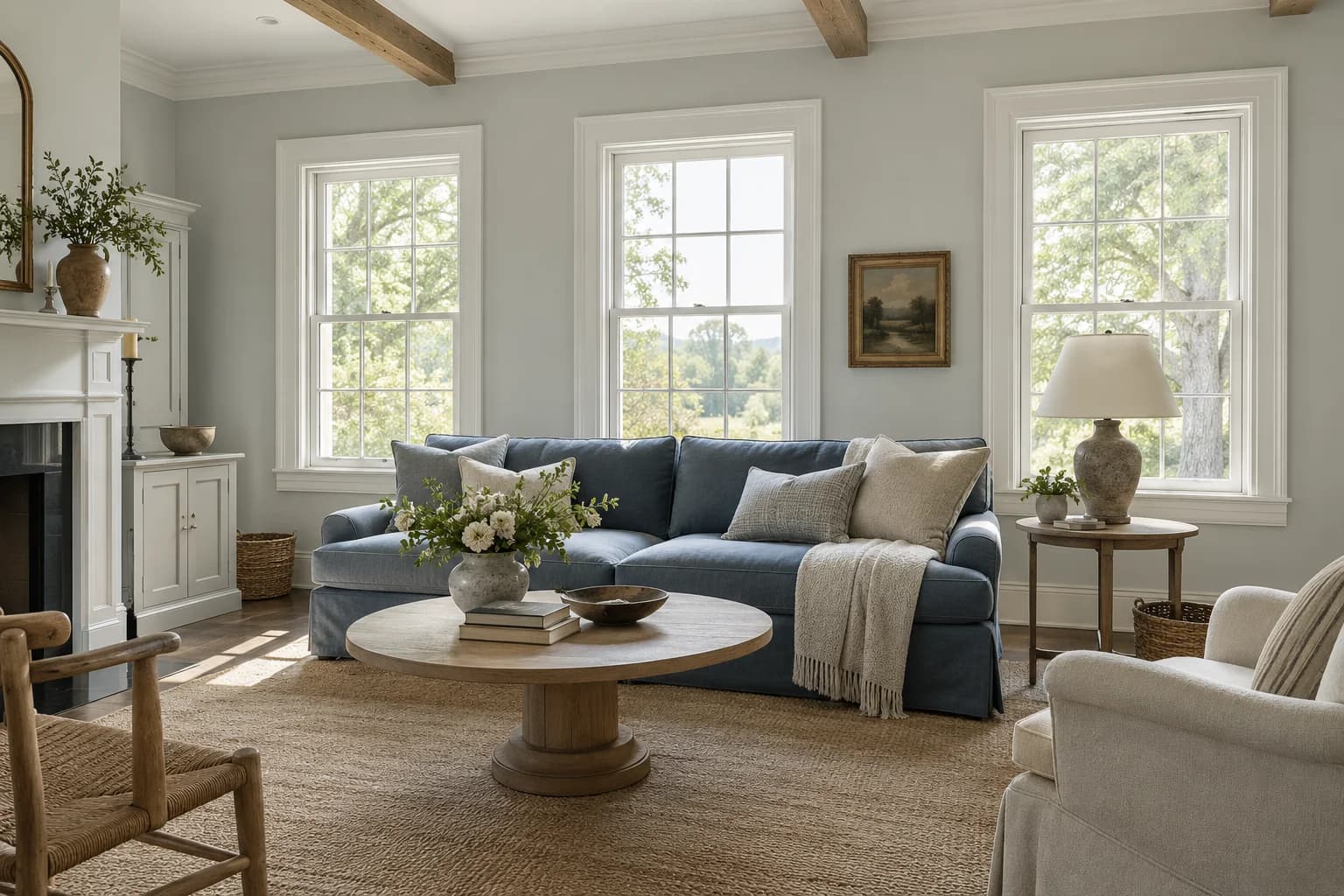 Passive walls in a traditional farmhouse living room