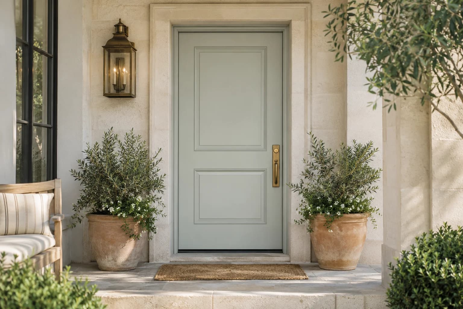Front door featuring Sea Salt paint