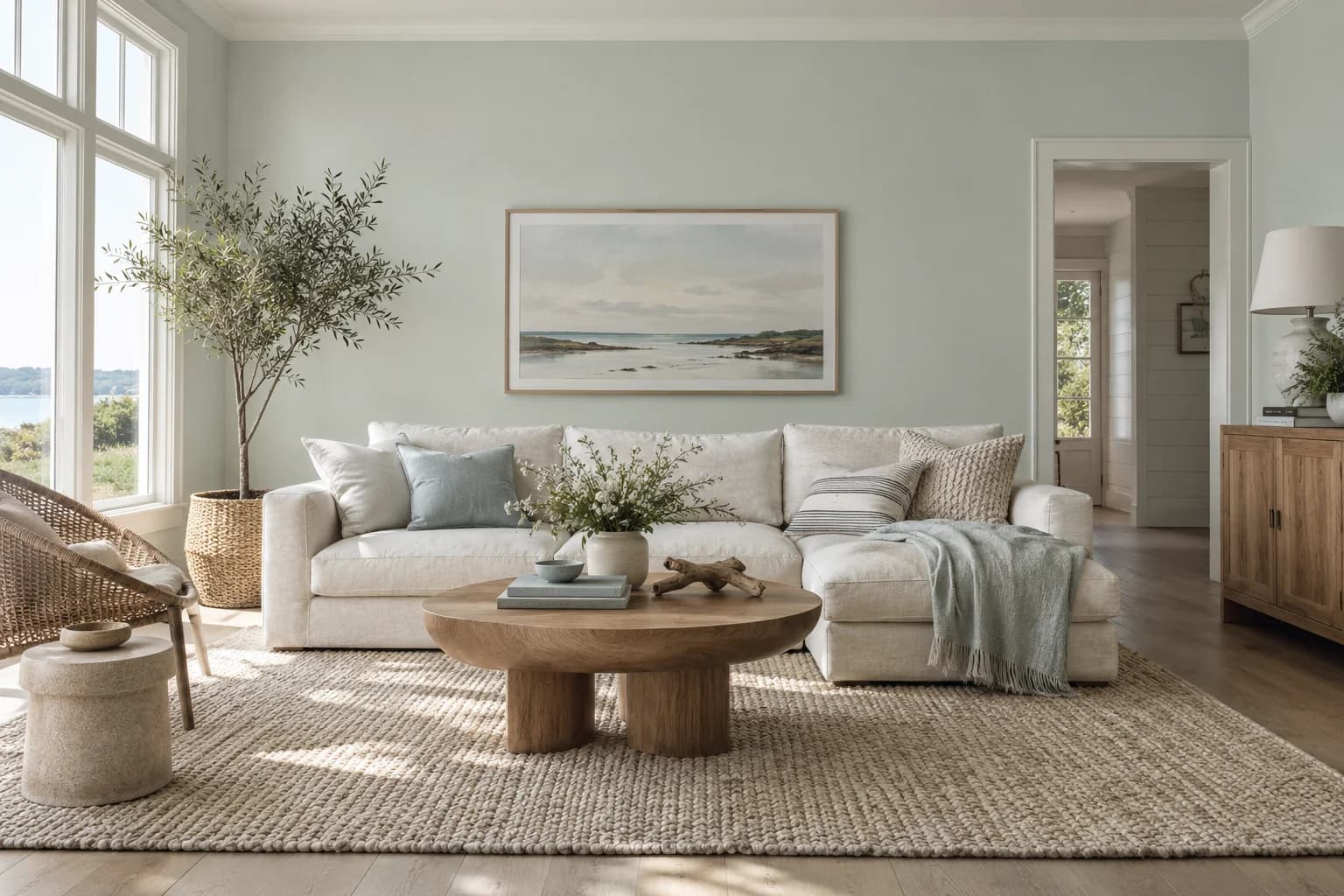 Sea Salt walls in a coastal cottage living room