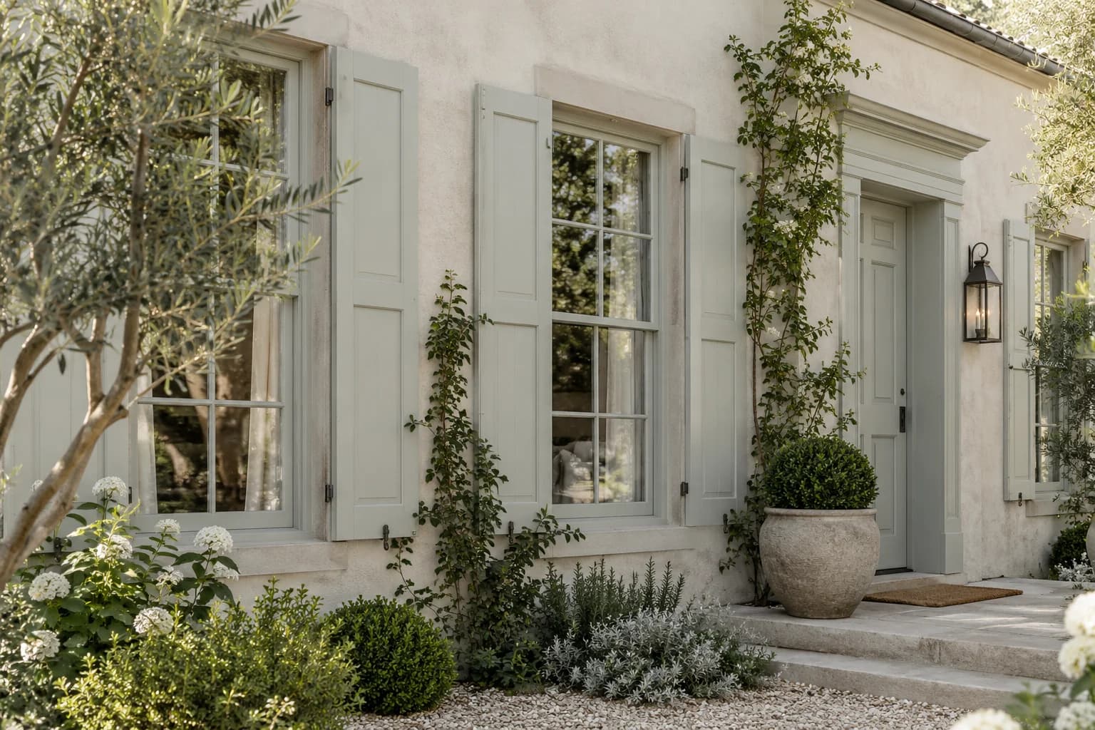 Shutters & trim featuring Sea Salt paint