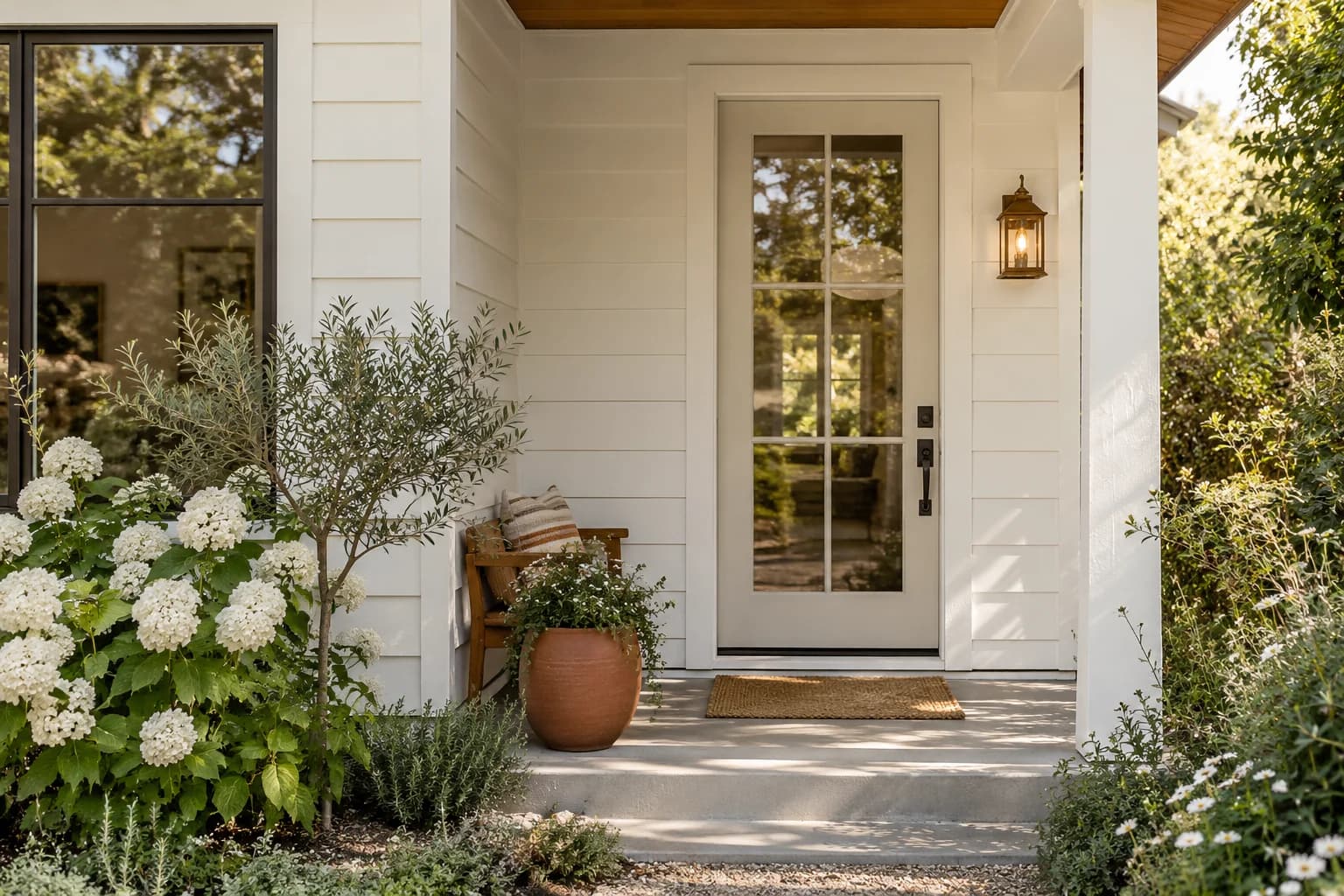 Front door featuring Shoji White paint