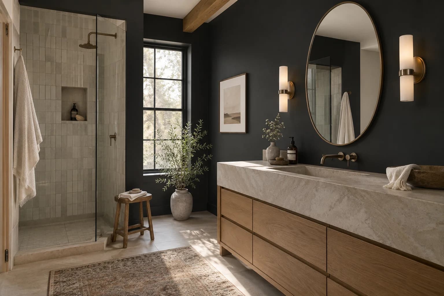 Bathroom featuring Tricorn Black paint