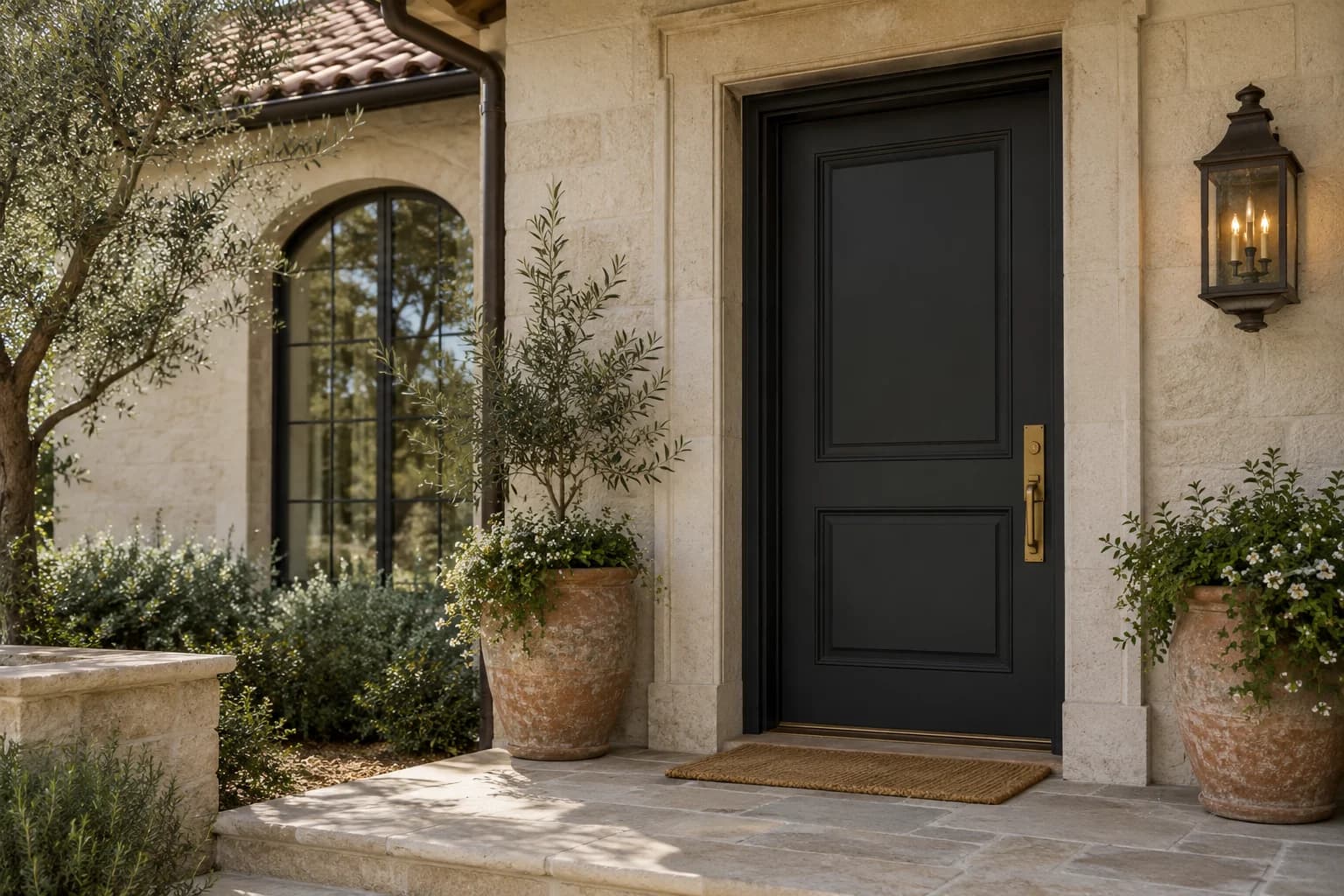 Front door featuring Tricorn Black paint