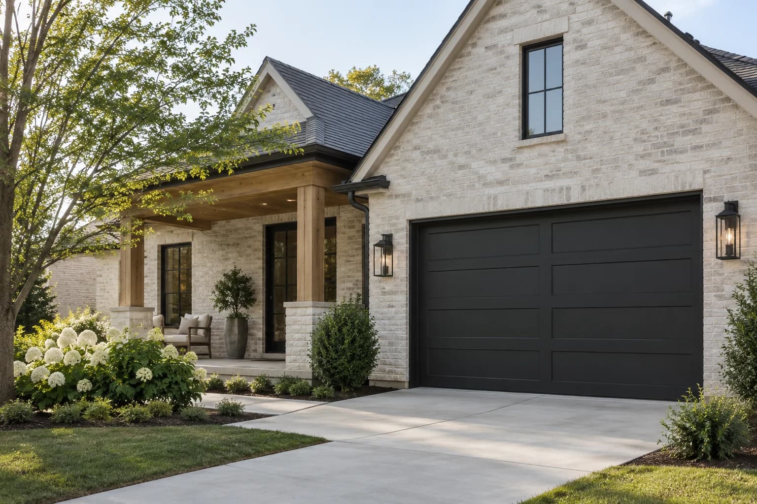 Garage door featuring Tricorn Black paint
