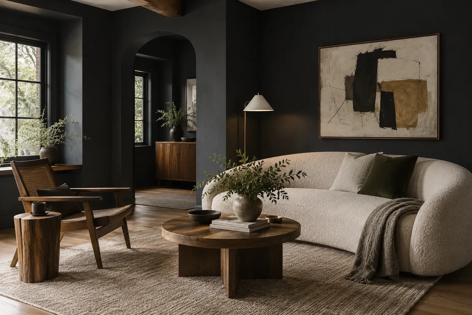 Living room featuring Tricorn Black paint