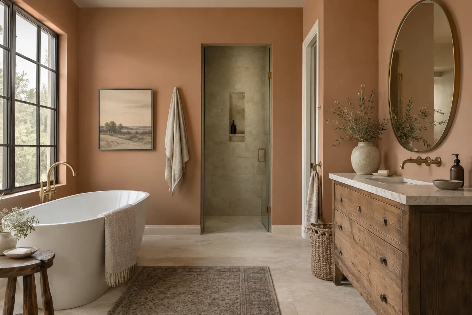 Bathroom featuring Desert Carnation paint