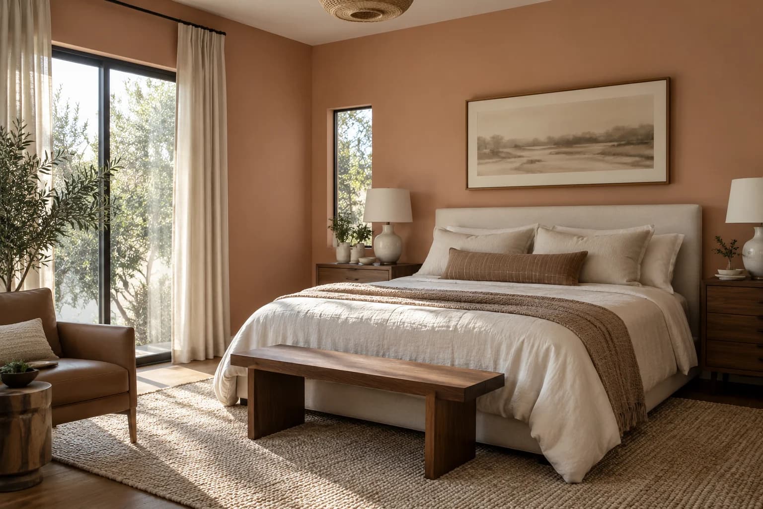 Bedroom featuring Desert Carnation paint