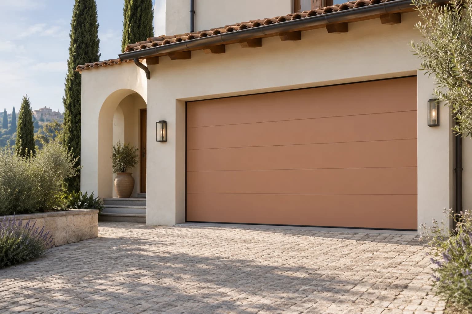 Garage door featuring Desert Carnation paint