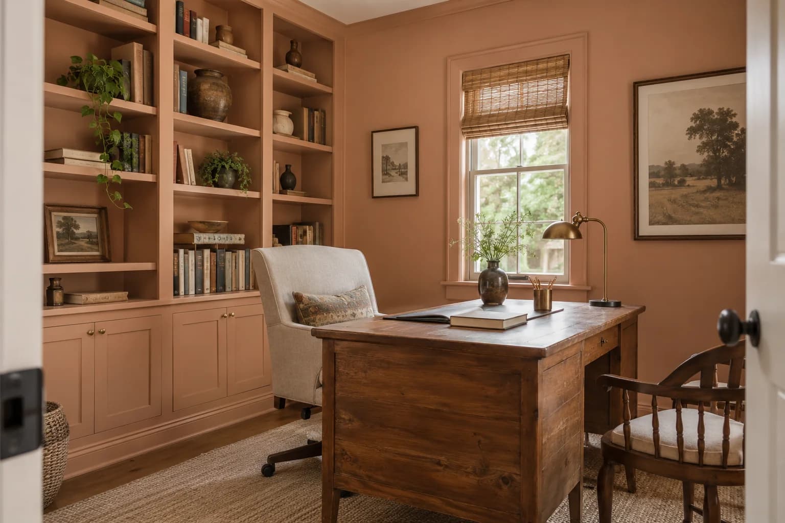 Home office featuring Desert Carnation paint
