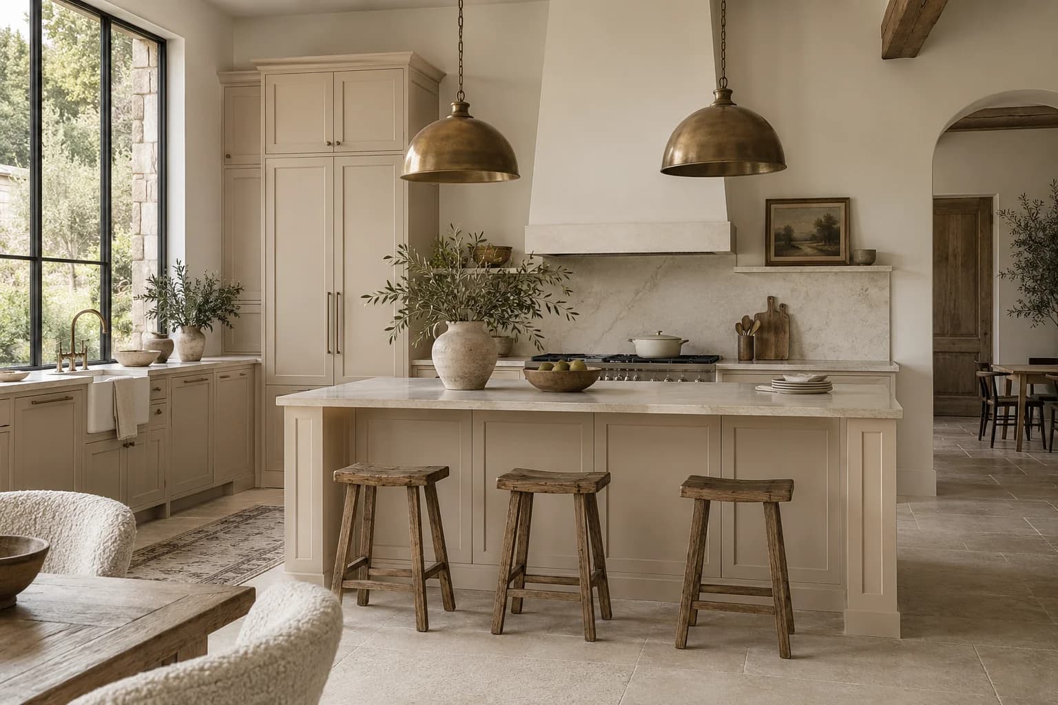 Kitchen cabinets featuring Desert Fortress paint