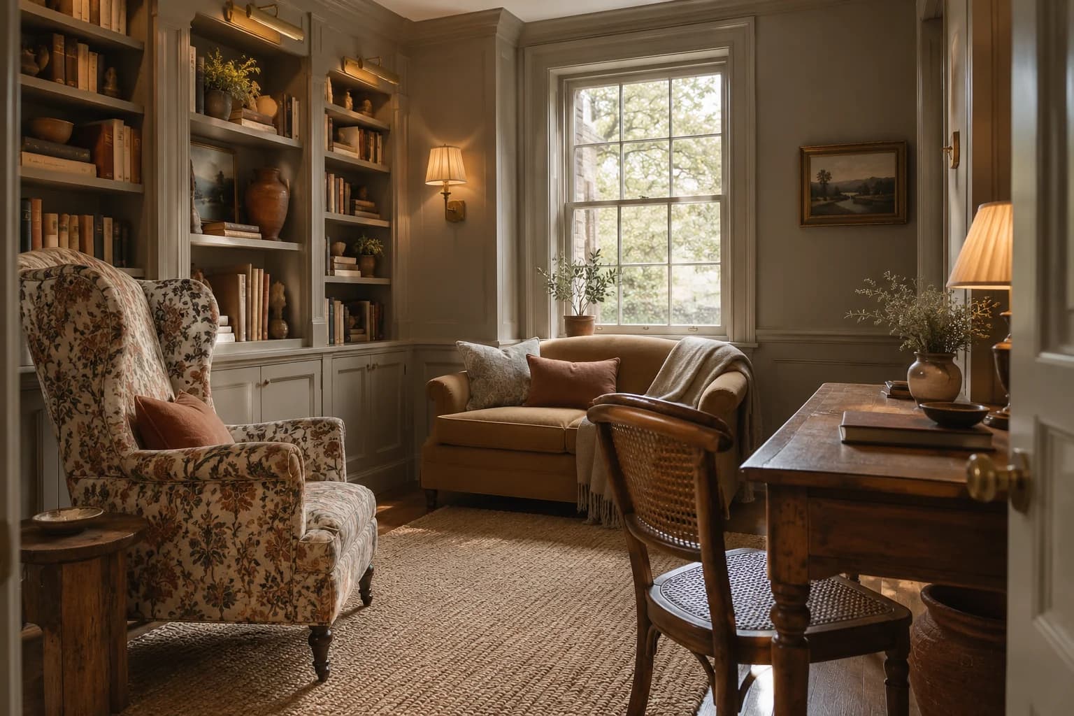 Seine walls in a traditional study sitting room
