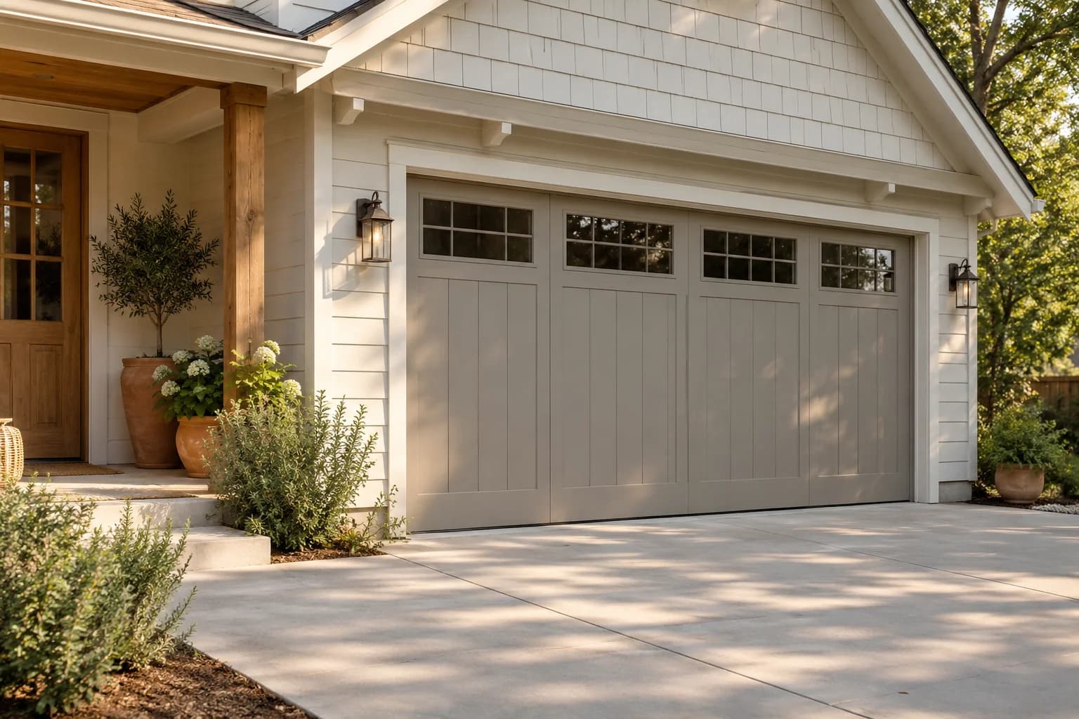 Garage door featuring Smoked Oyster paint