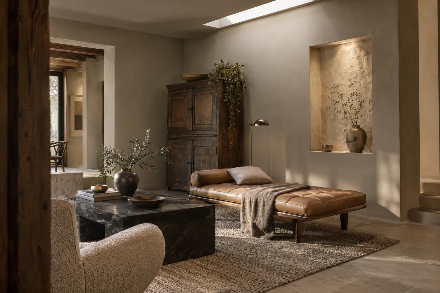 Smoked Oyster walls in a rustic modern living room