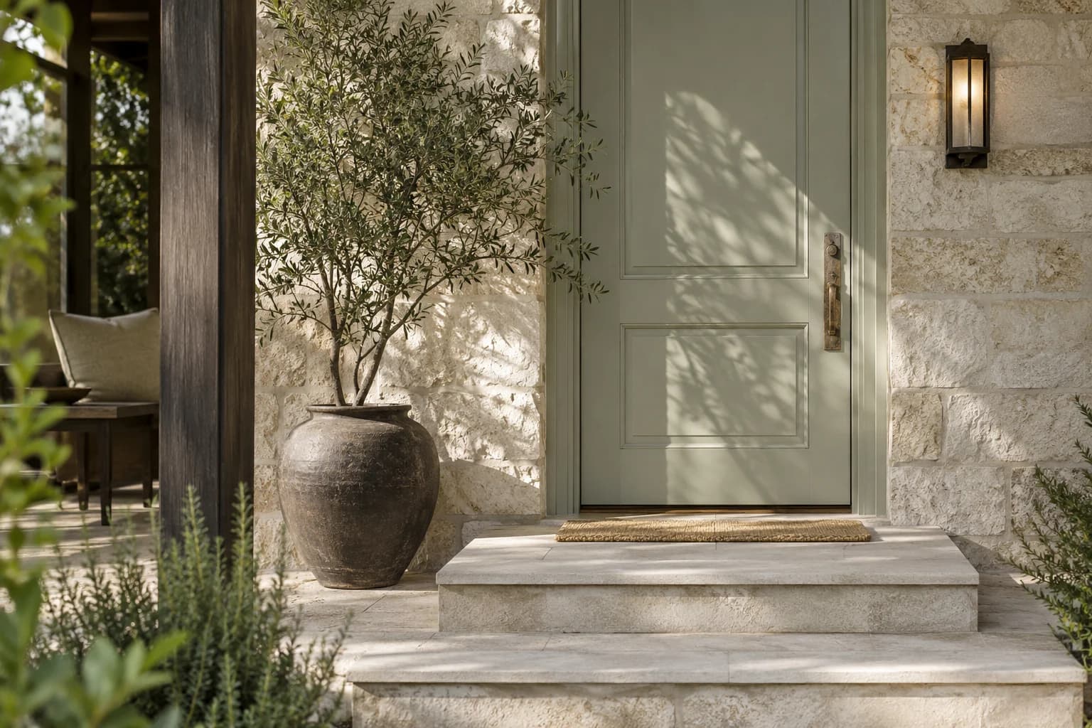 Front door featuring Sparkling Sage paint