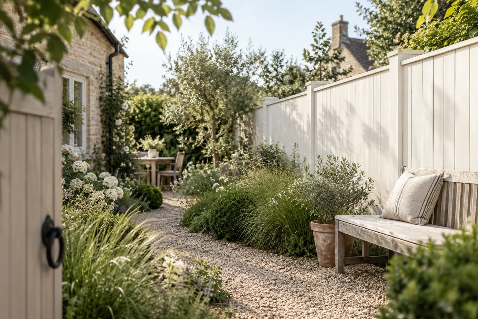 Fences & garden structures featuring Swiss Coffee paint