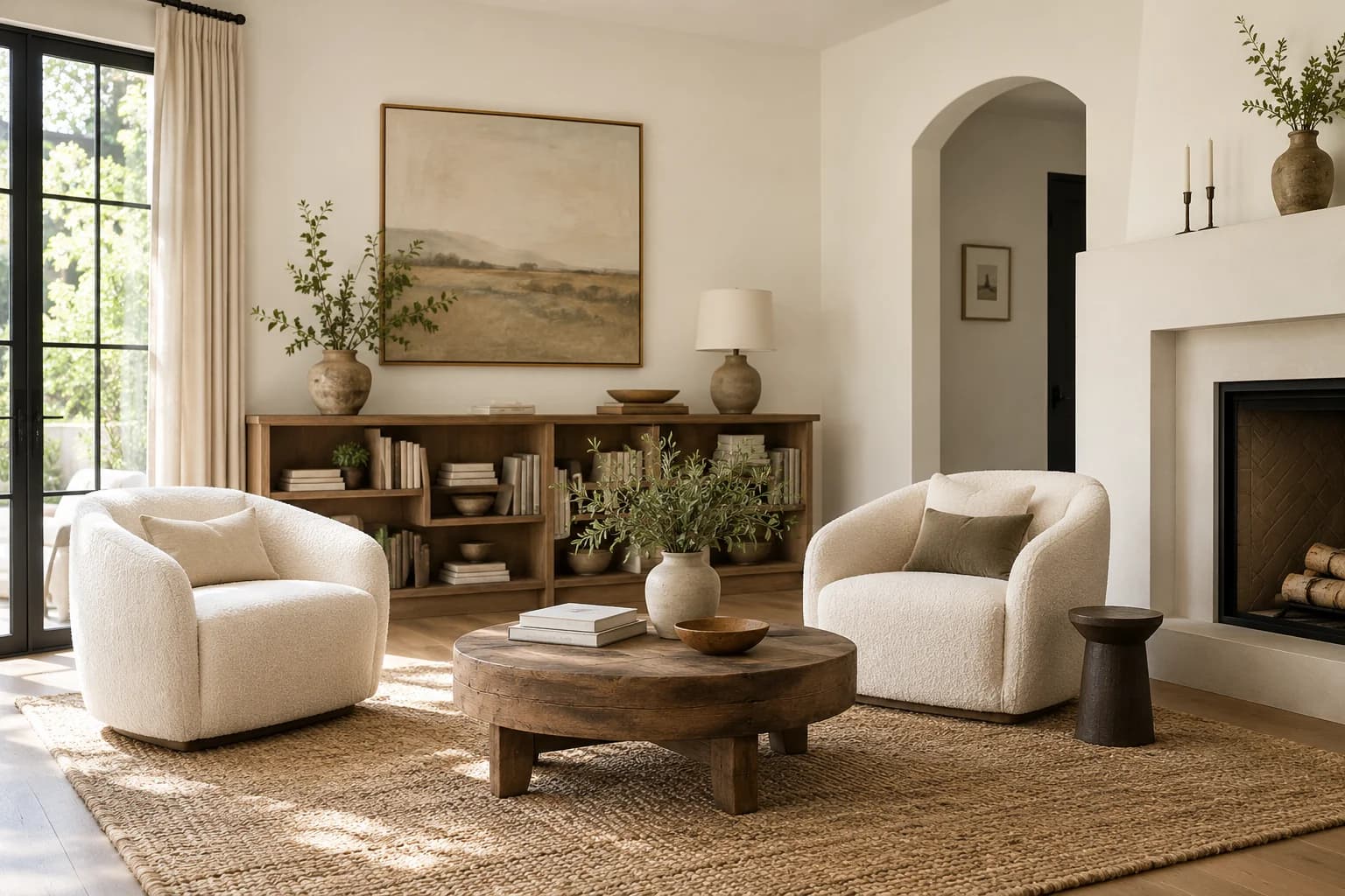 Living room featuring Swiss Coffee paint
