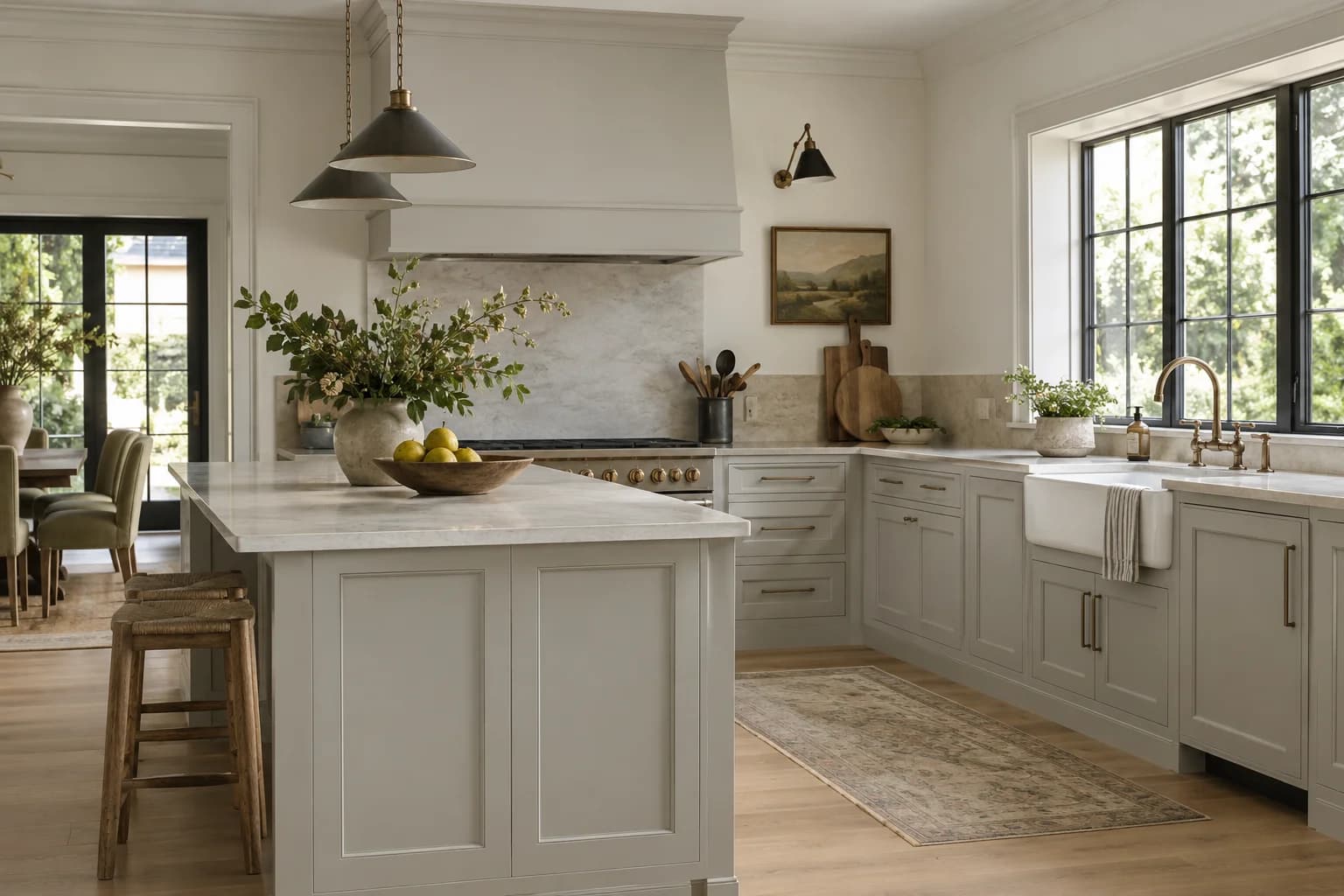 Kitchen cabinets featuring Tempered Gray paint