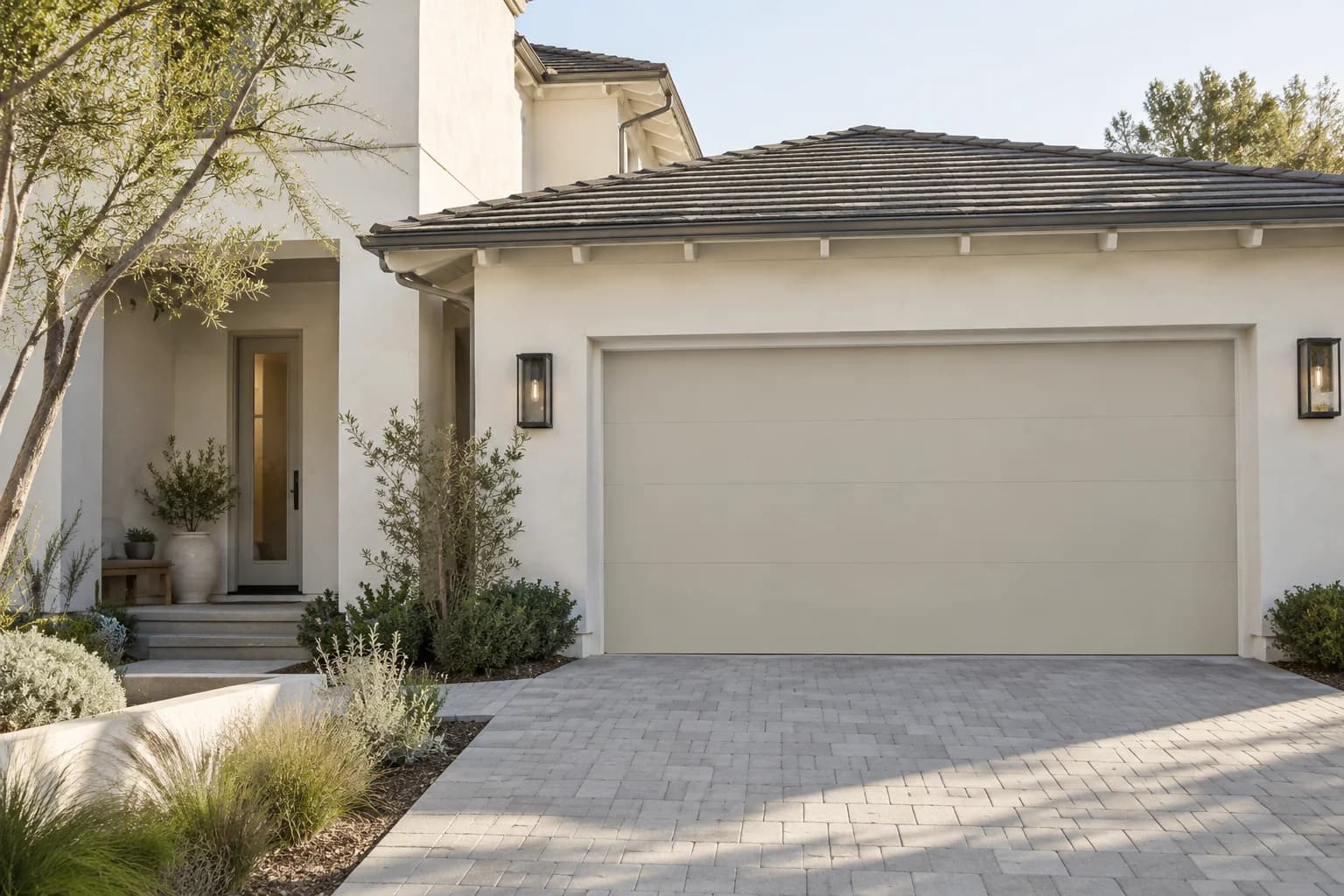 Garage door featuring Villa Grey paint