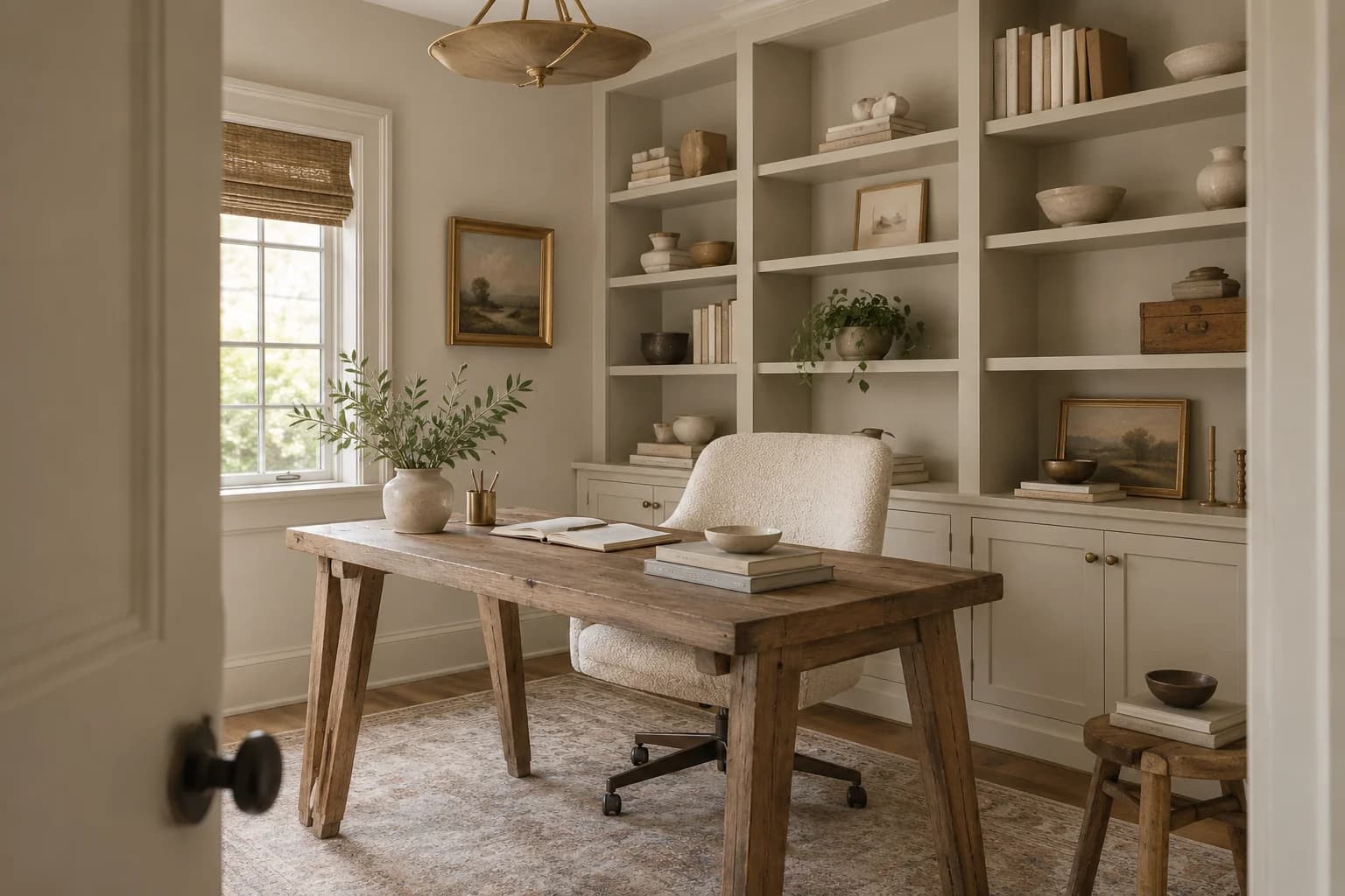 Home office featuring Villa Grey paint