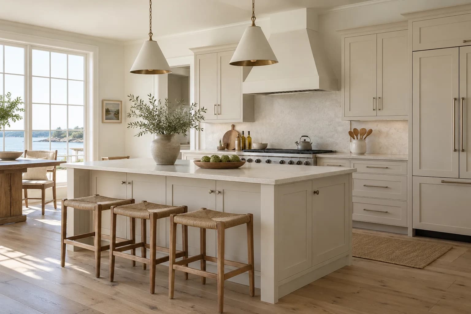 Kitchen cabinets featuring Warm Putty paint