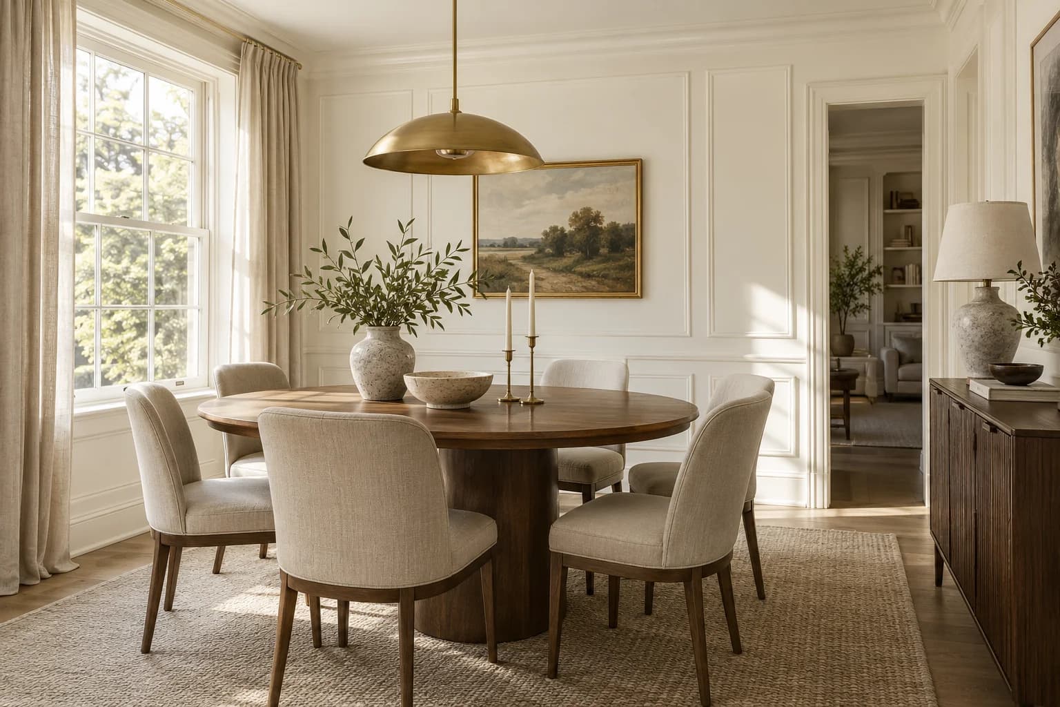 Dining room featuring White Dove paint