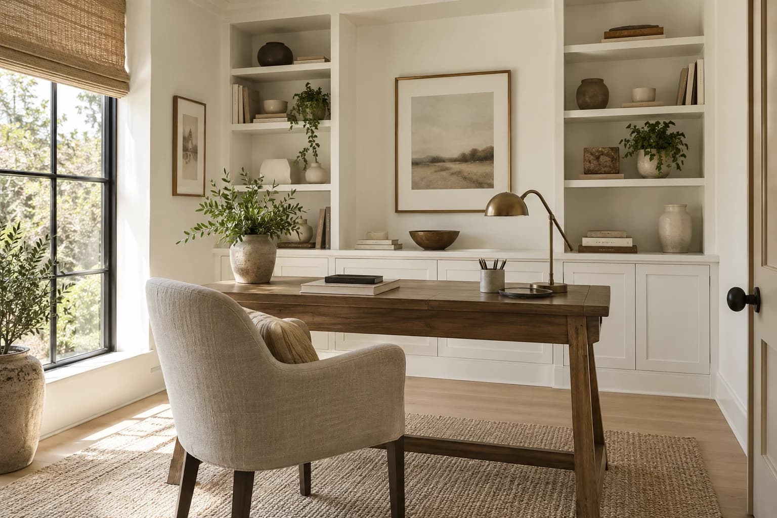 Home office featuring White Dove paint