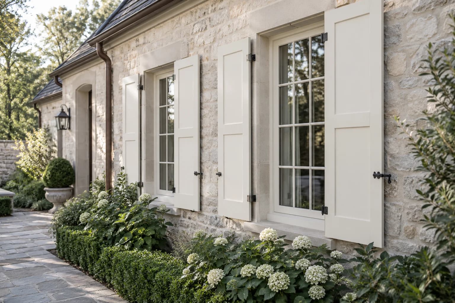 Shutters & trim featuring White Dove paint