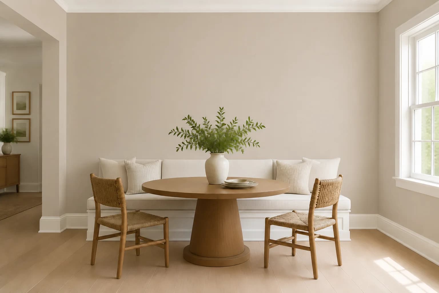 Breakfast nook painted in Perfect Taupe